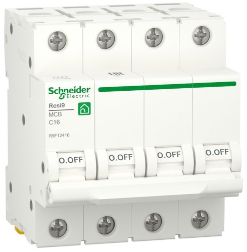 Выключатель автоматический Schneider Electric Resi9 4п 16A C 6кА  картинка